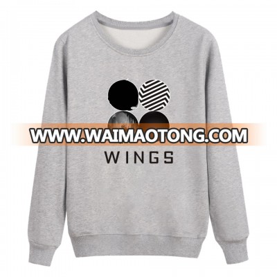 Front custom logo printed women sweatshirt without hood