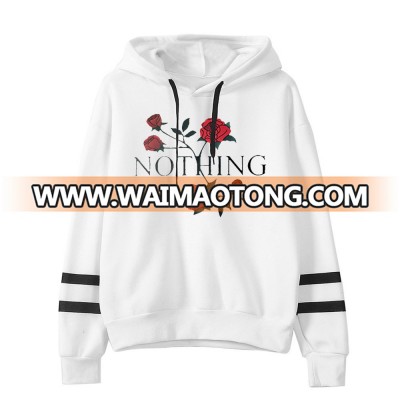 Woman fashion no zipper custom printed hoodies sweatshirts