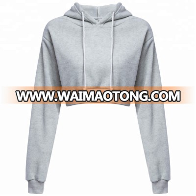 Custom Full Sleeve Plain Hoody Pullover Crop Sweatshirt for women