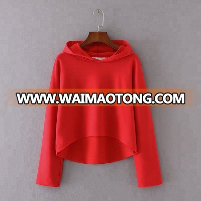 China Manufacture Custom Hooded Sweatshirt Pullover Women Crop Top Hoodies